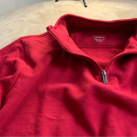 Red L.L. Bean Mens Size Large Quarter Zip Sweater - Picture 2 of 4